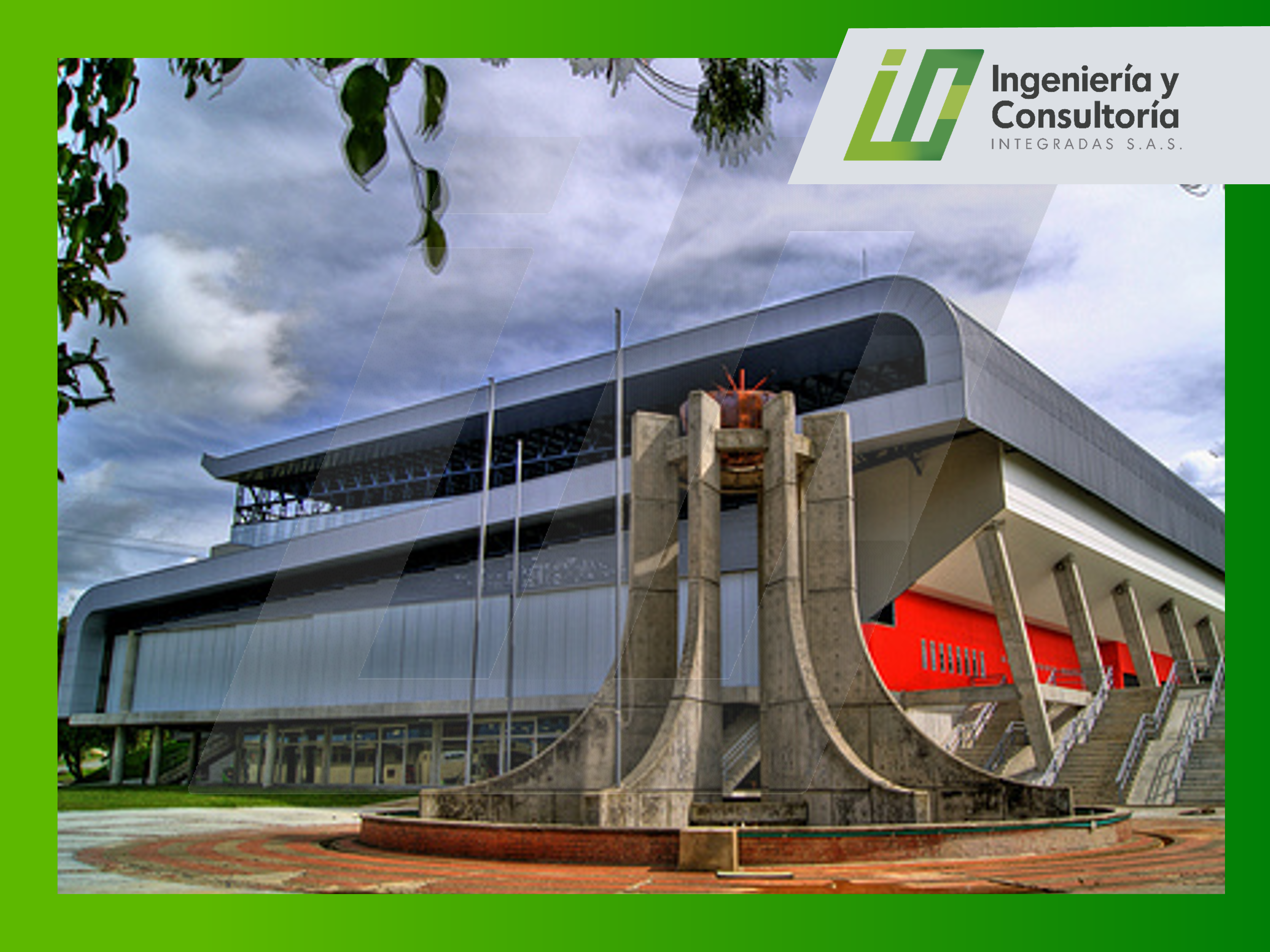 Estructura de cubierta y fachadas coliseo municipio de Rionegro Antioquia, uso institucional, deportivo, cultural, area 4900 m², luz tutal 58.81 m por 63  m.