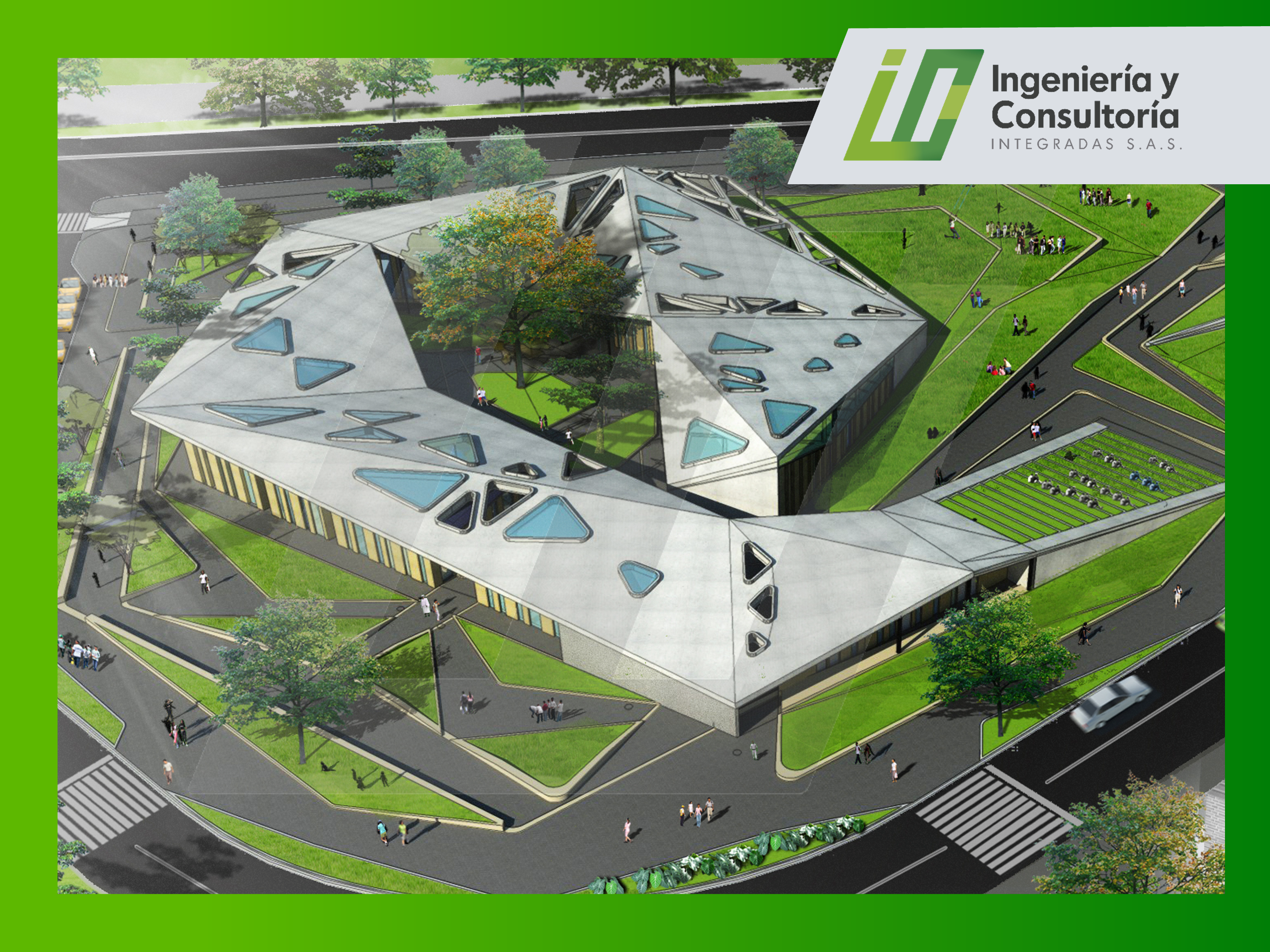 Diseño de estructura de hormigón de la bibloteca del parque biblioteca Guayabal, planta irregular, area total en planta 4300 m².